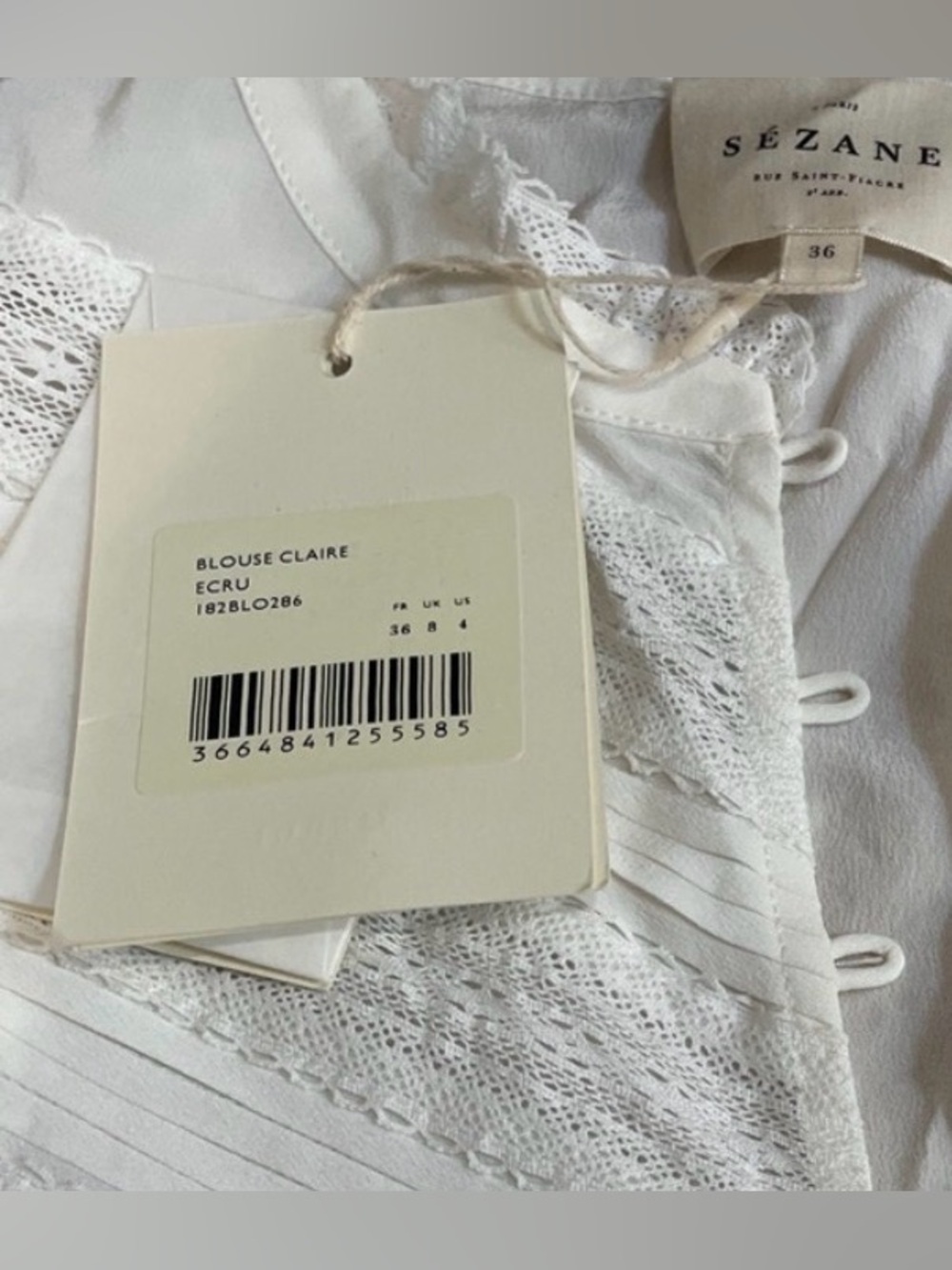 ‼️Moving Sale / NWT Sezane CLAIRE BLOUSE Ecru in US size 4 / European size 36 - Picture 7 of 10
